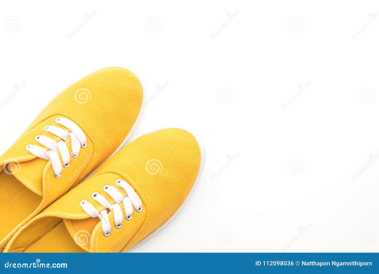 Yellow Sneakers on White Background Stock Photo - Image of sport ...