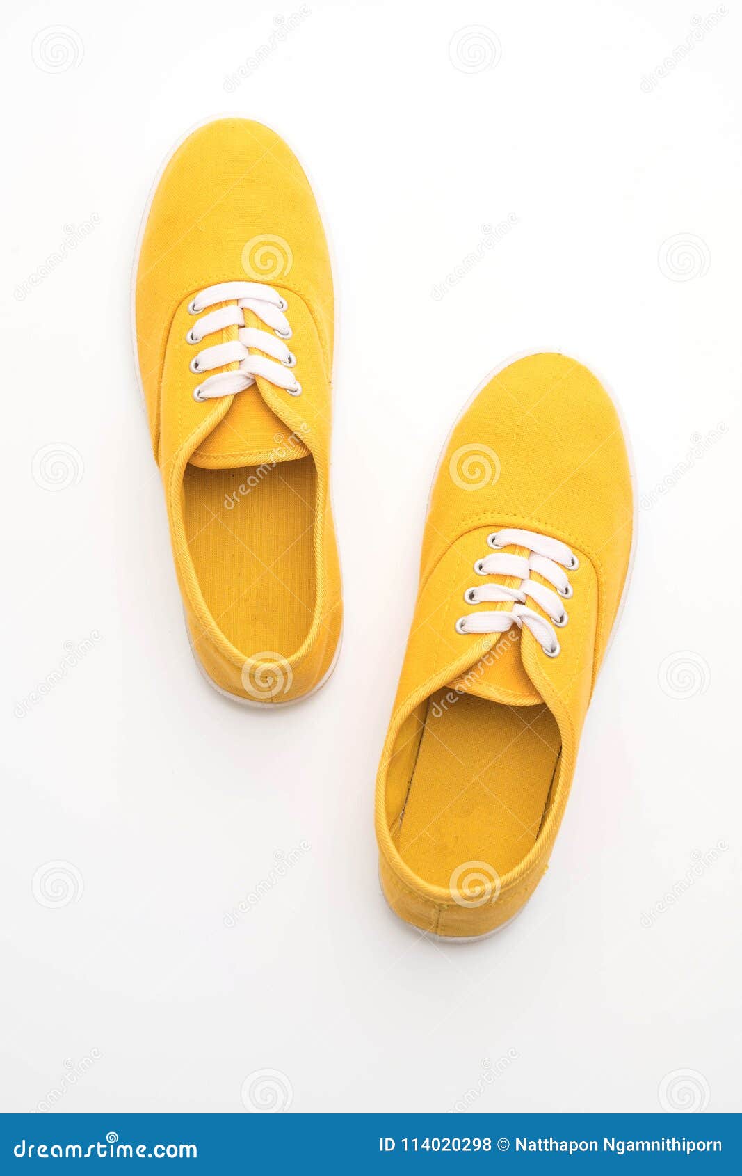 Yellow Sneakers on White Background Stock Photo - Image of style, foot ...