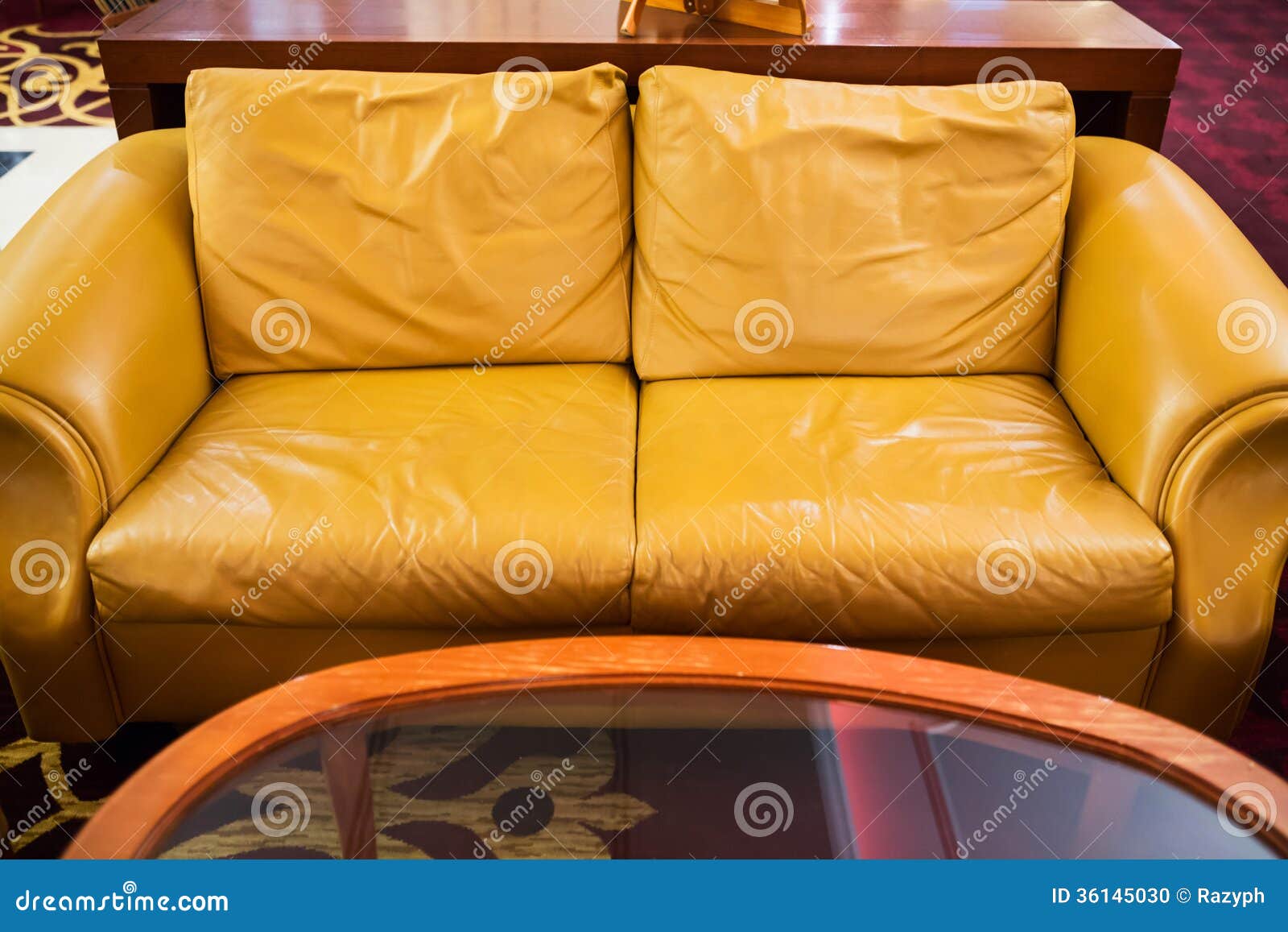 Yellow sofa stock photo. Image of light, inside 36145030