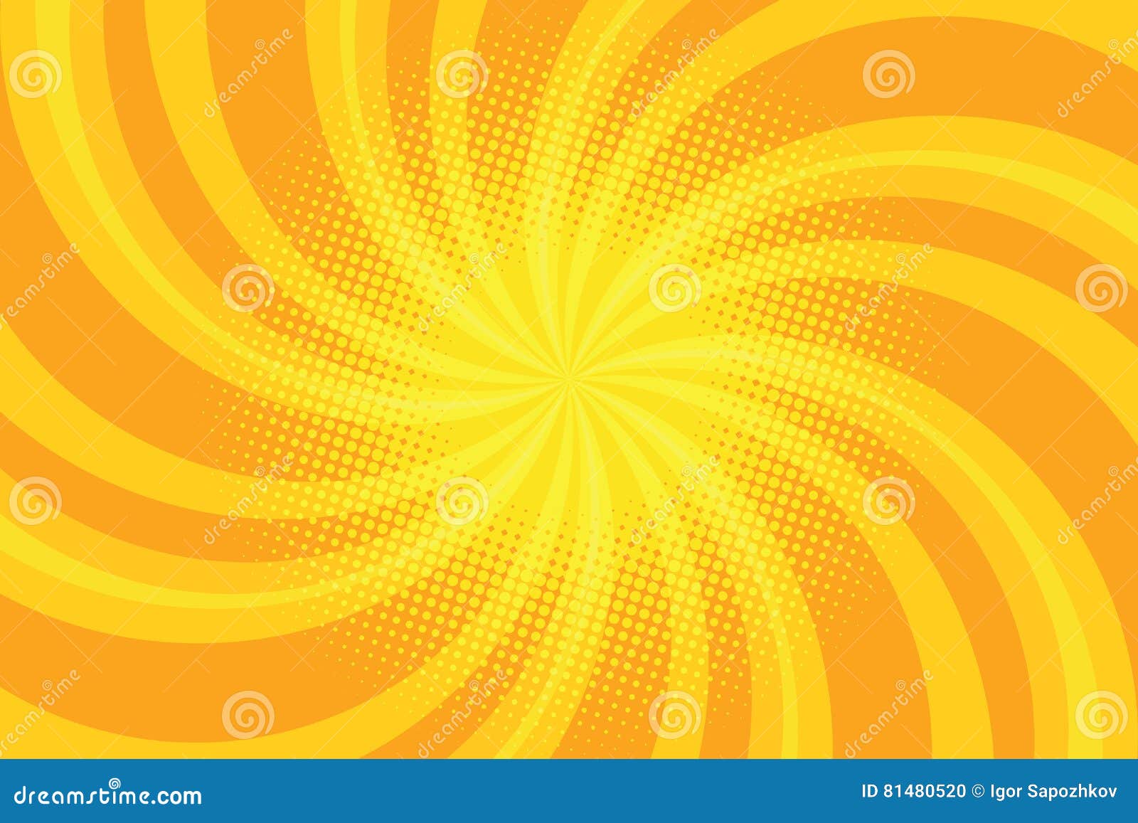 yellow spiral pop art background