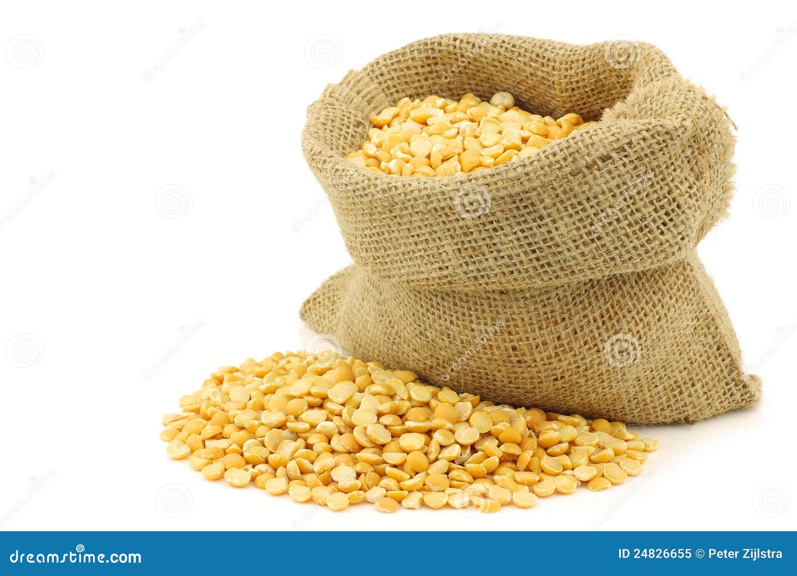 Yellow Split Peas In A Burlap Bag Stock Image Image of nutritious