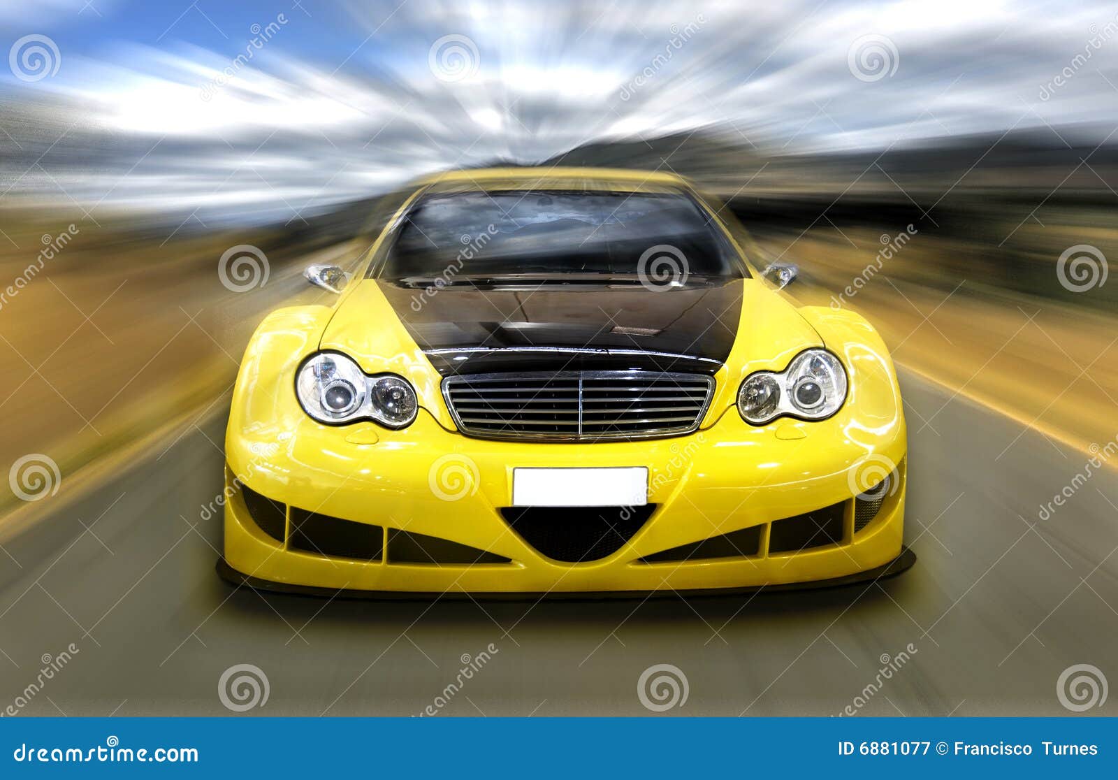 Yellow sport car stock image. Image of highway, coupe 6881077