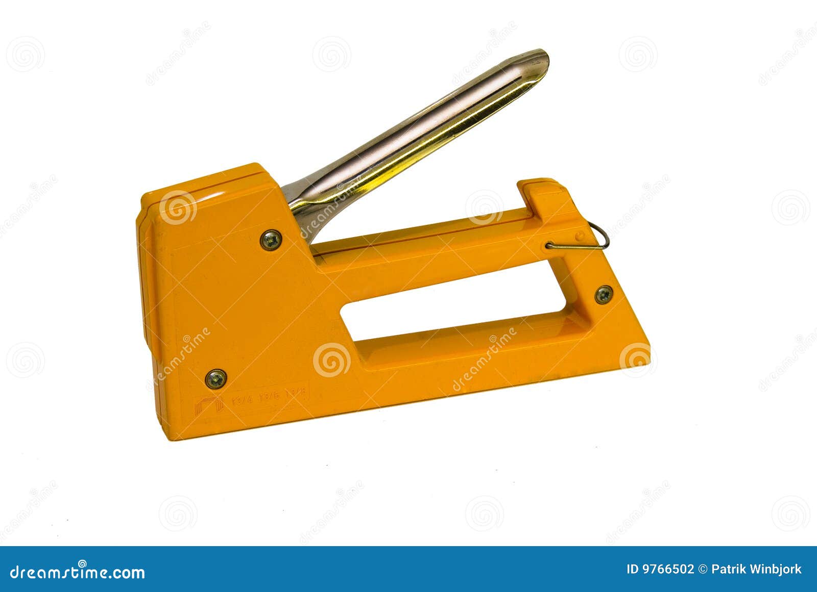 Yellow Staple gun stock photo. Image of steel, technology 9766502