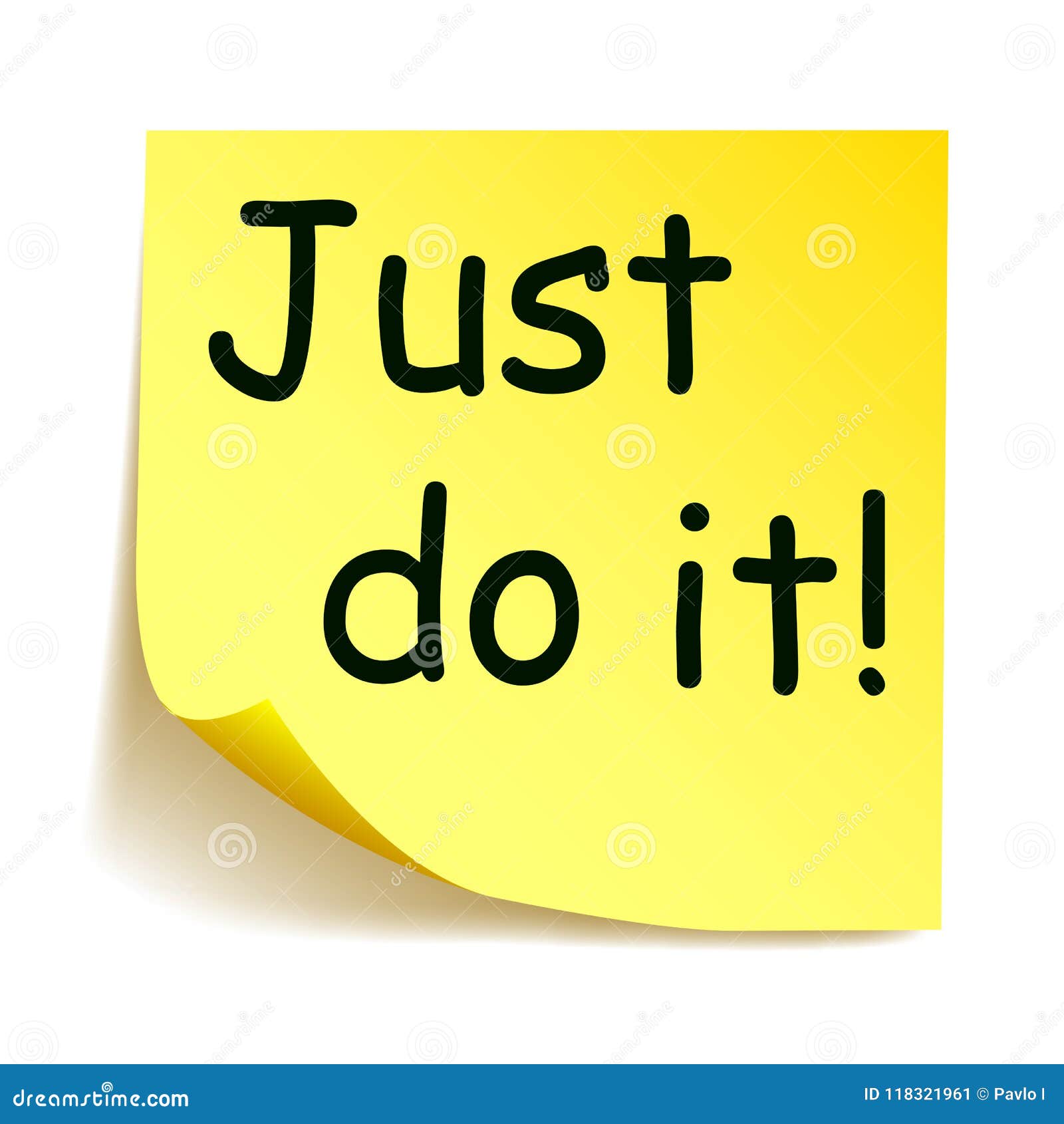 Yellow Sticker with Black Postit `Just Do it!`, Note Hand Written