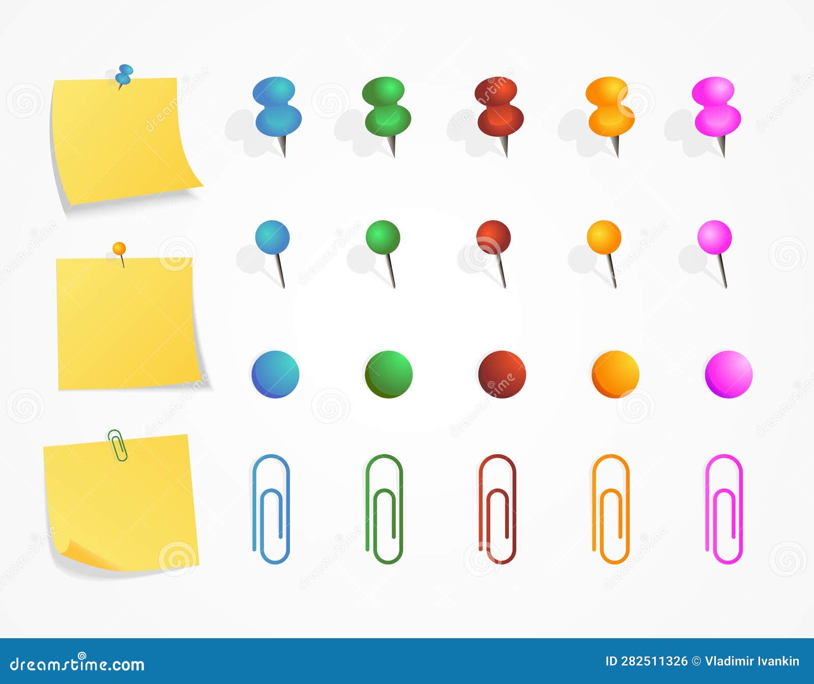 Yellow Sticker Set Pinned Push Button with Curled Corner and Push Pin