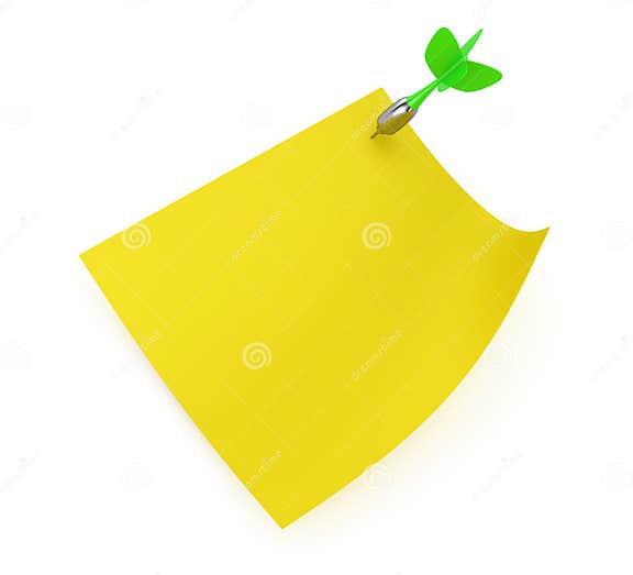 Yellow Sticky Note with Dart Stock Illustration Illustration of sheet