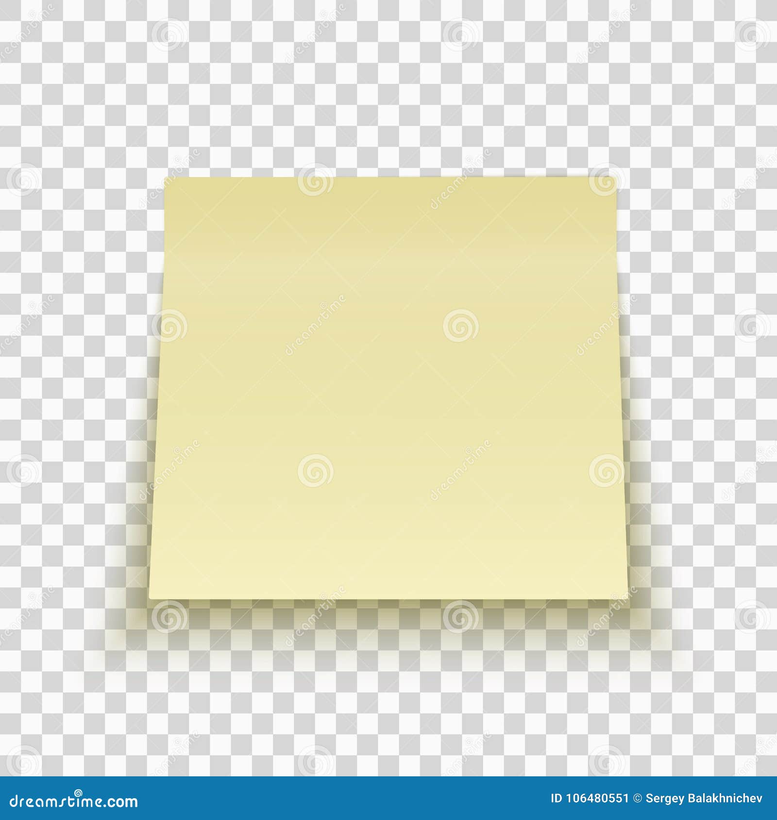 Yellow Sticky Note Isolated on Transparent Background. Office Note With Sticky Note Template