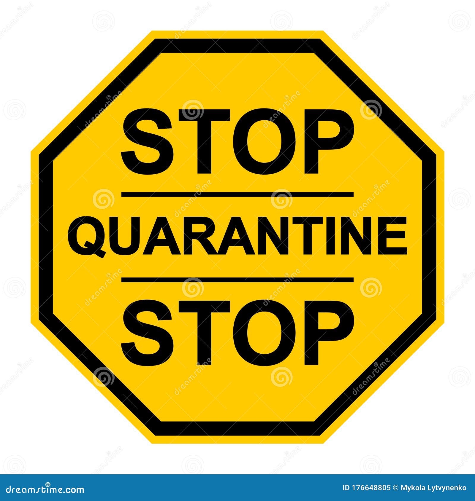 Yellow Stop Sign Quarantine Vector Page Sign Warning About The 