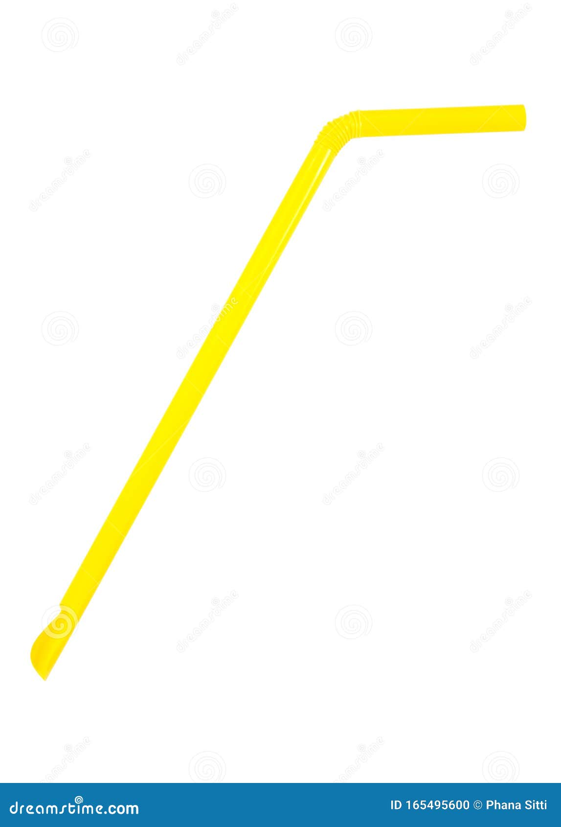 Yellow Plastic Drinking Straw Isolated on White Background Stock Photo