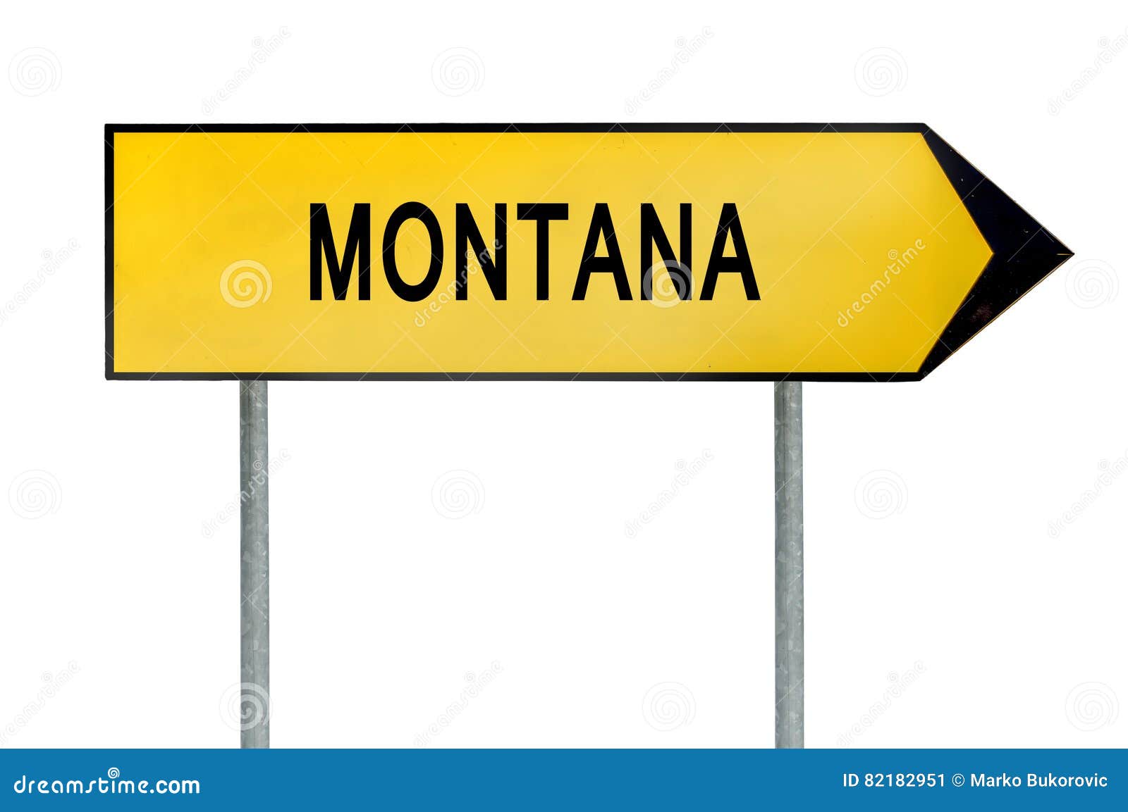 yellow street concept sign montana  on white