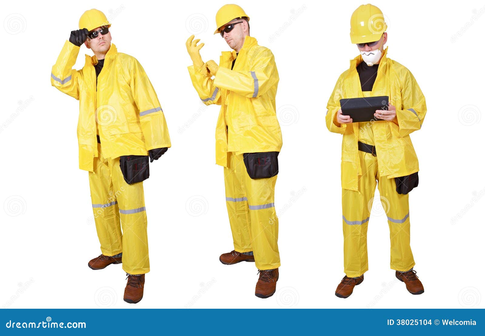 Yellow Suit Contractors stock photo. Image of contractor 38025104