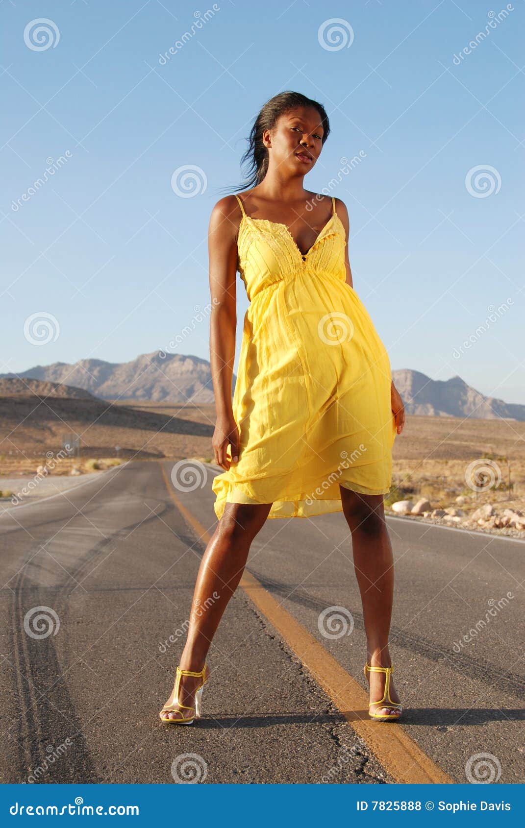 Yellow summer dress. stock photo. Image ...