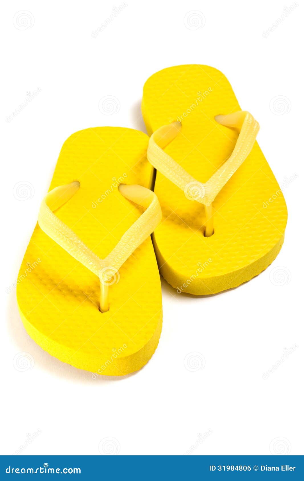 Yellow Summer Flip Flop Shoes Over White Stock Photo - Image of design ...