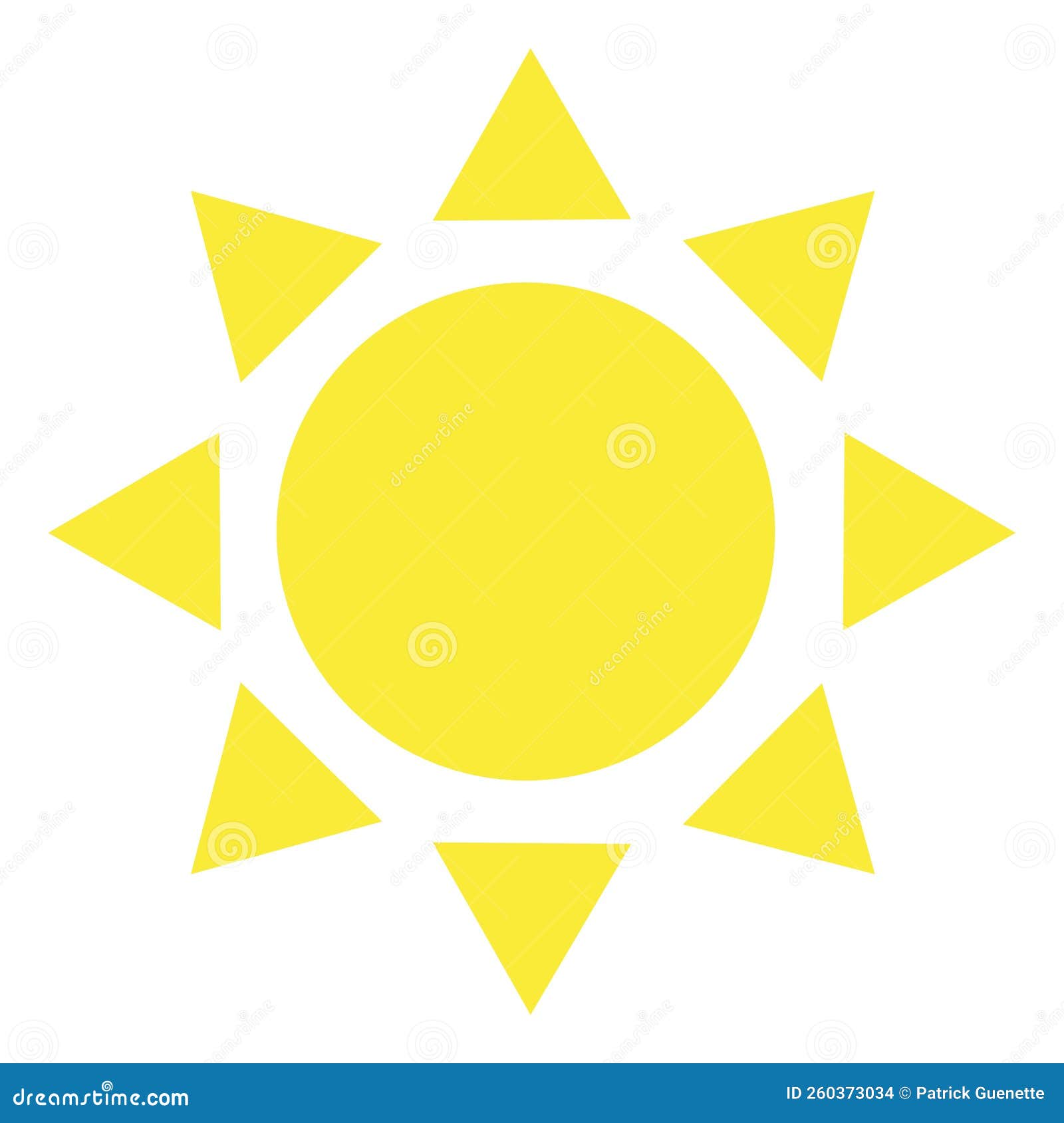 Yellow sun, icon stock vector. Illustration of sunlight 260373034