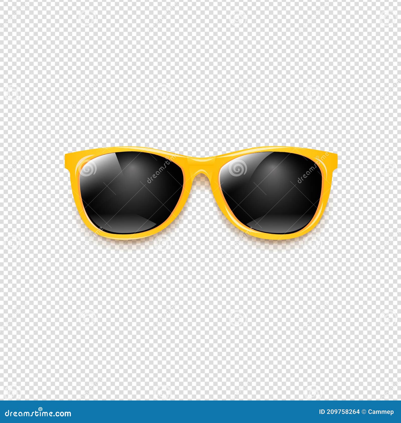 Yellow Sunglasses with Transparent Background Stock Vector