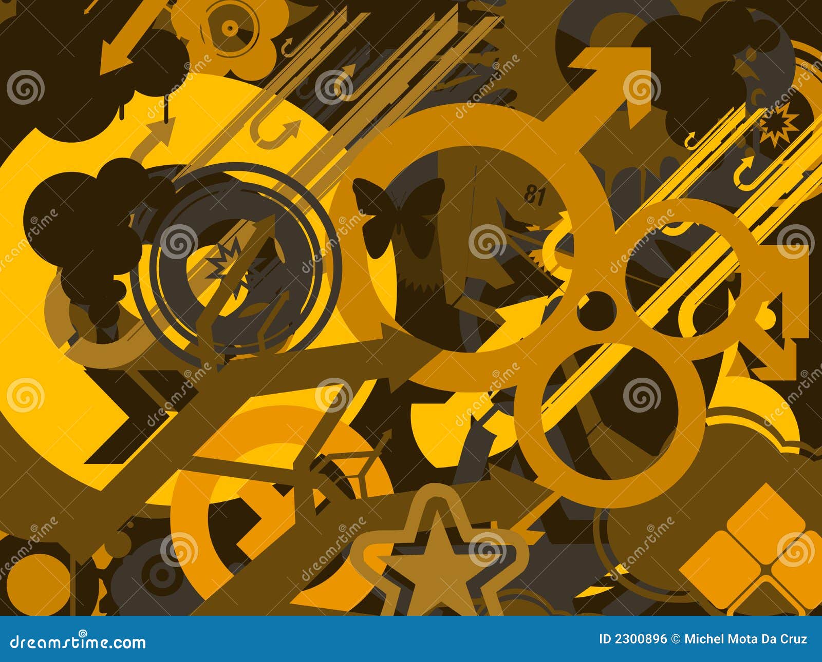 Yellow symbols background stock illustration. Illustration of stars