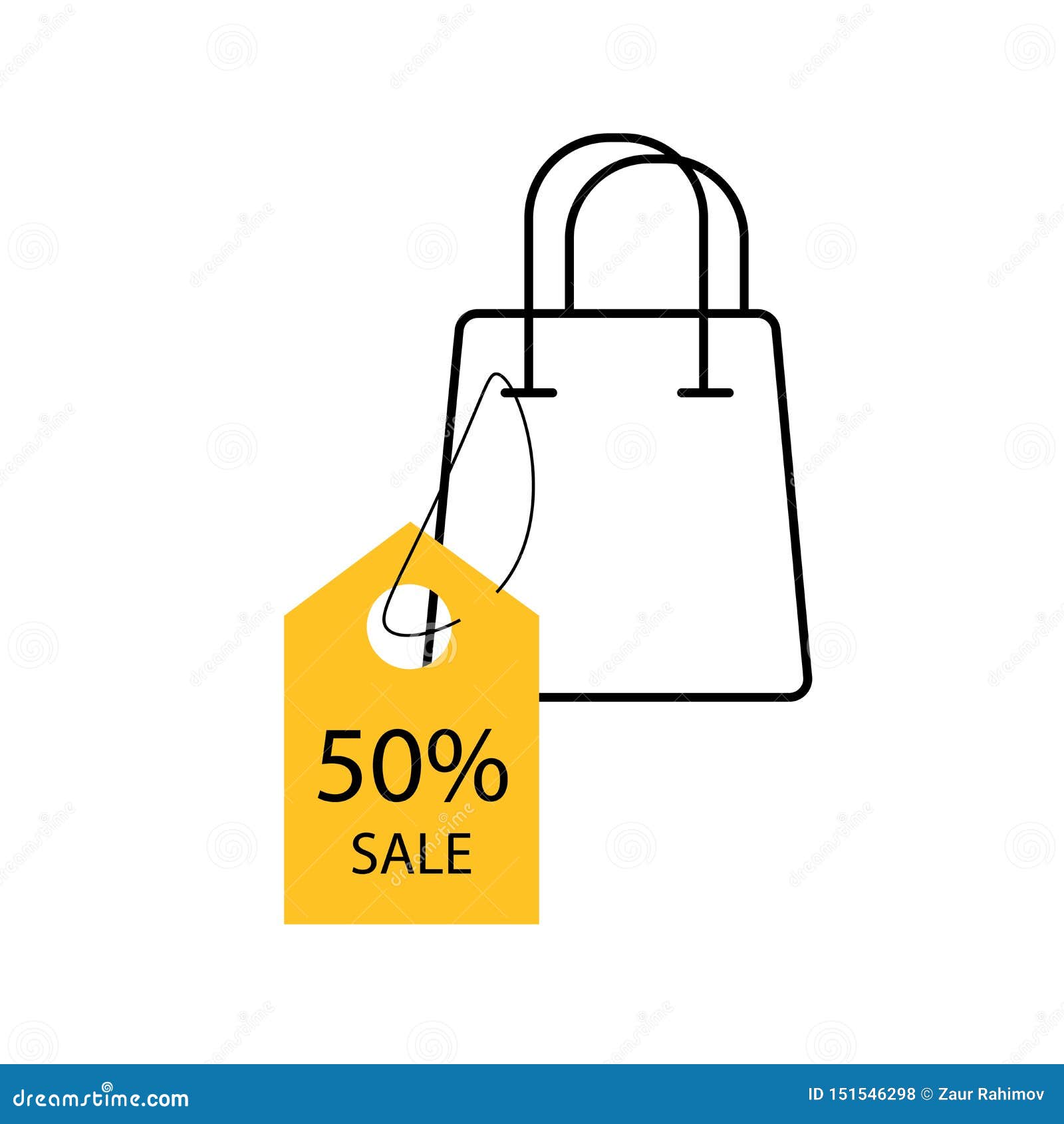 Download Yellow Tag With Stroke Bag Icon. 50 Discount Sale Banner ...
