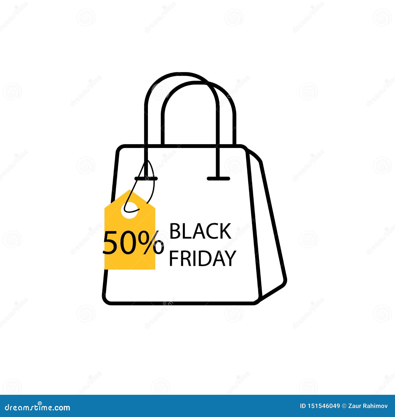 Download Yellow Tag With Stroke Bag Icon. 50 Discount Sale Banner ...