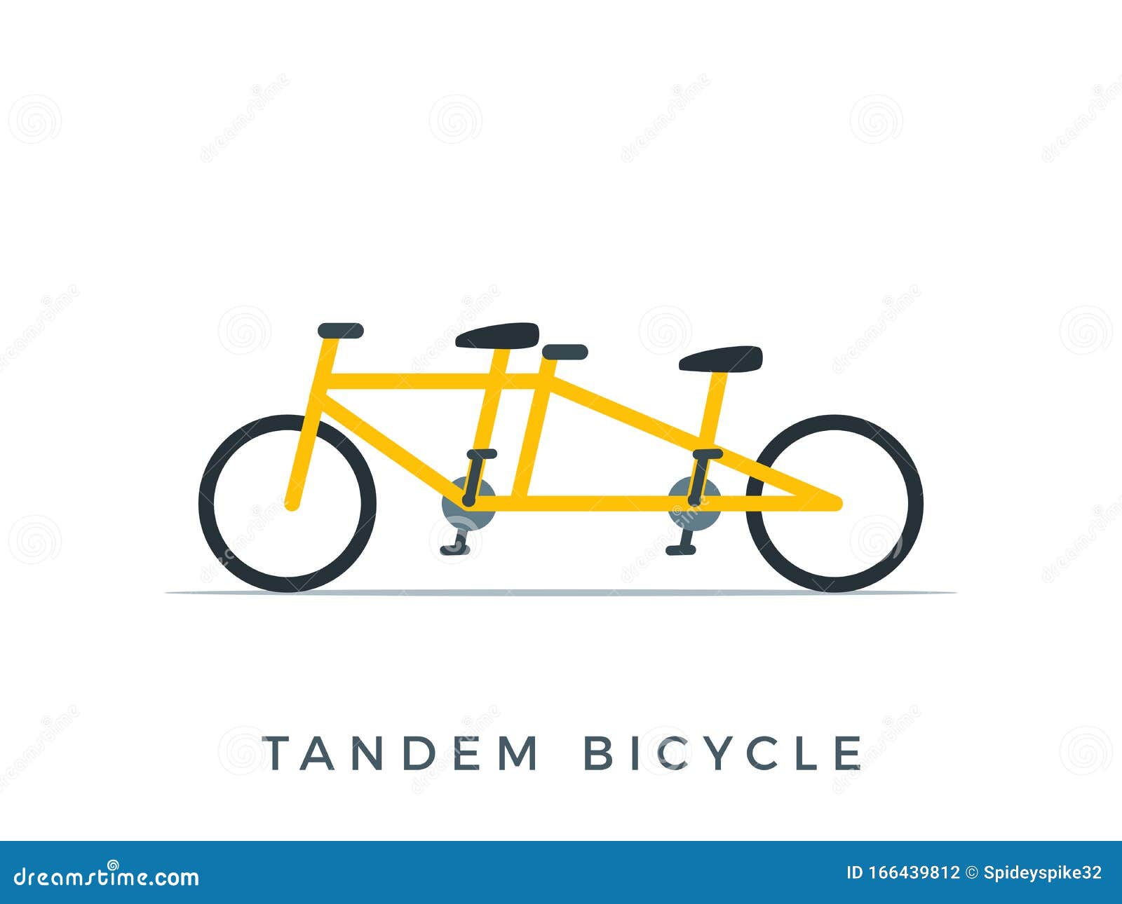 The Yellow Tandem Bicycle. Isolated Vector Illustration Stock
