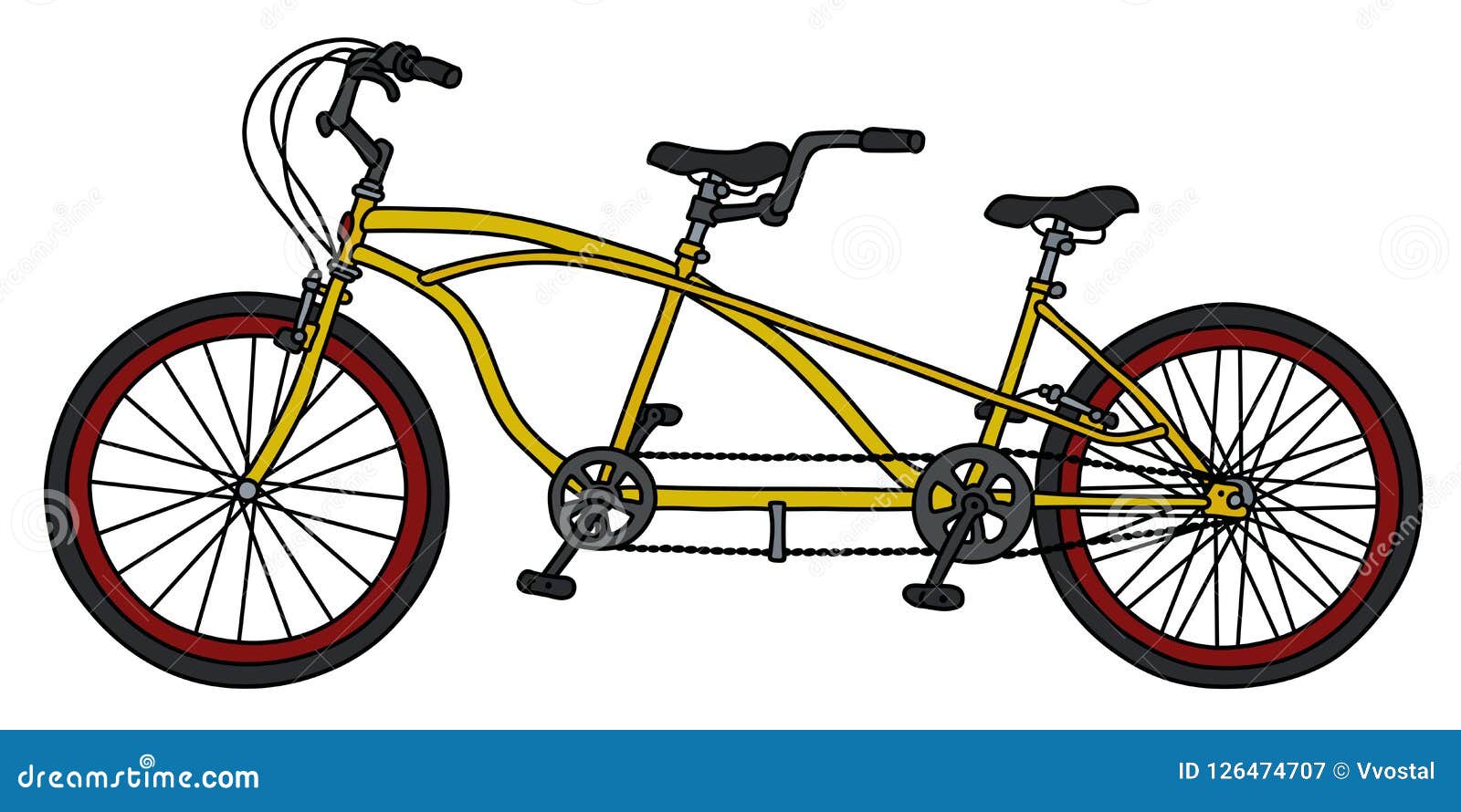 The yellow tandem bicycle stock vector. Illustration of black 126474707