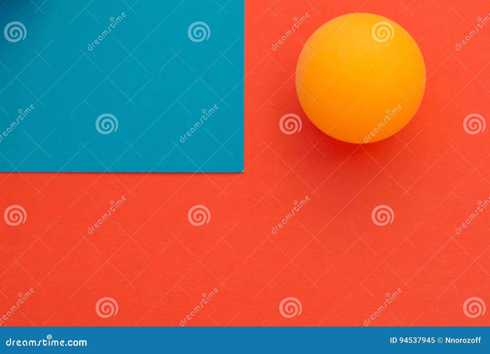 Yellow Tennis Ball on a Red Blue Background Stock Image Image of