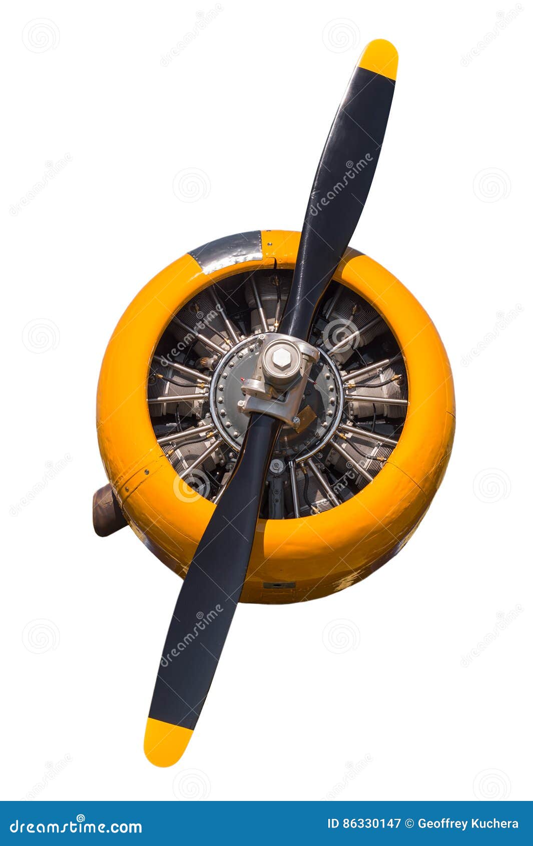 yellow at-6 texan engine and propeller