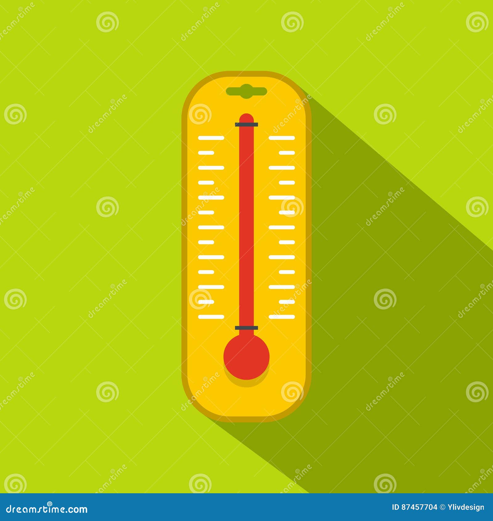 Yellow Thermometer Icon, Flat Style Stock Vector Illustration of