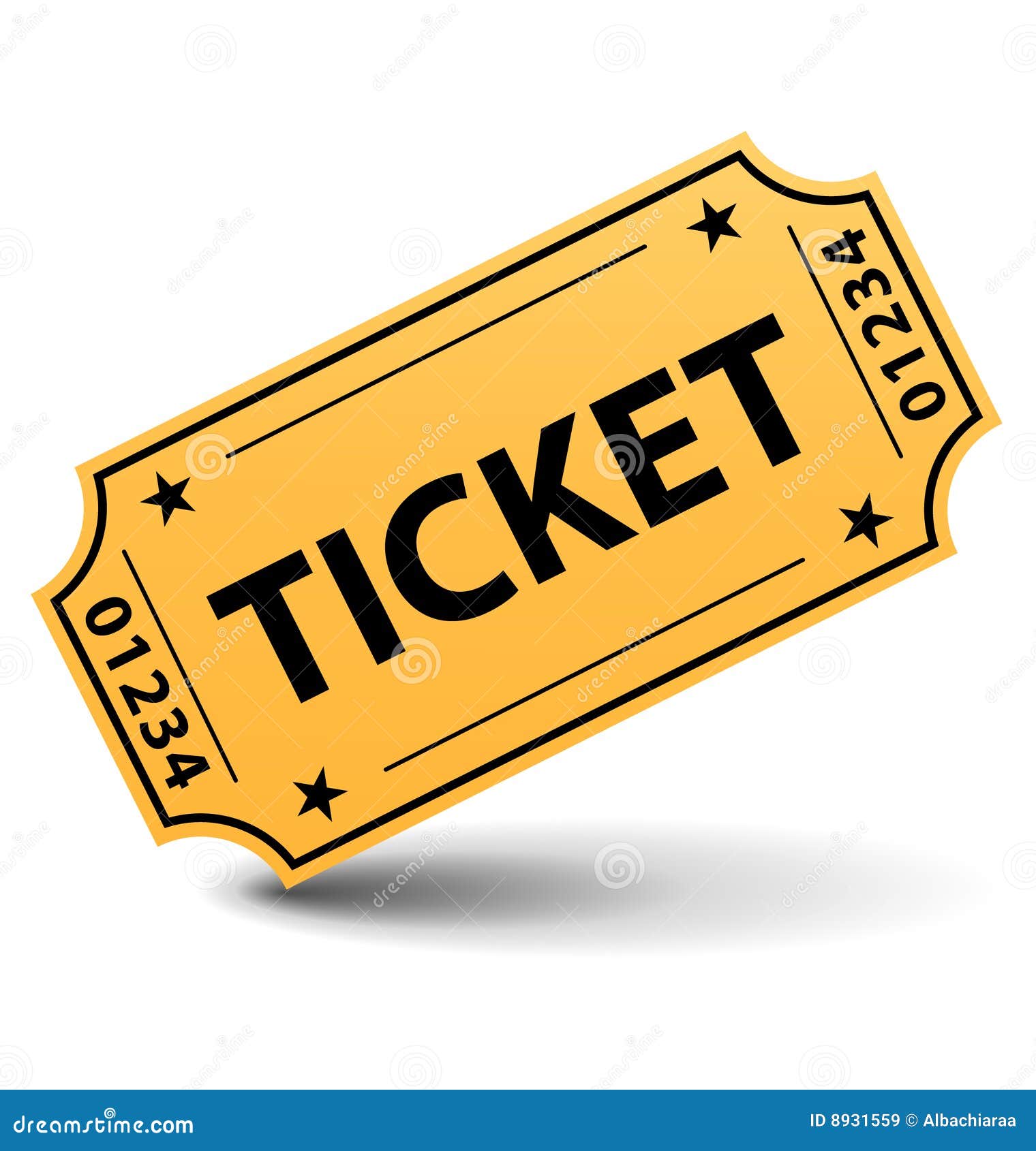 Yellow ticket stock vector. Illustration of classic, isolated - 8931559