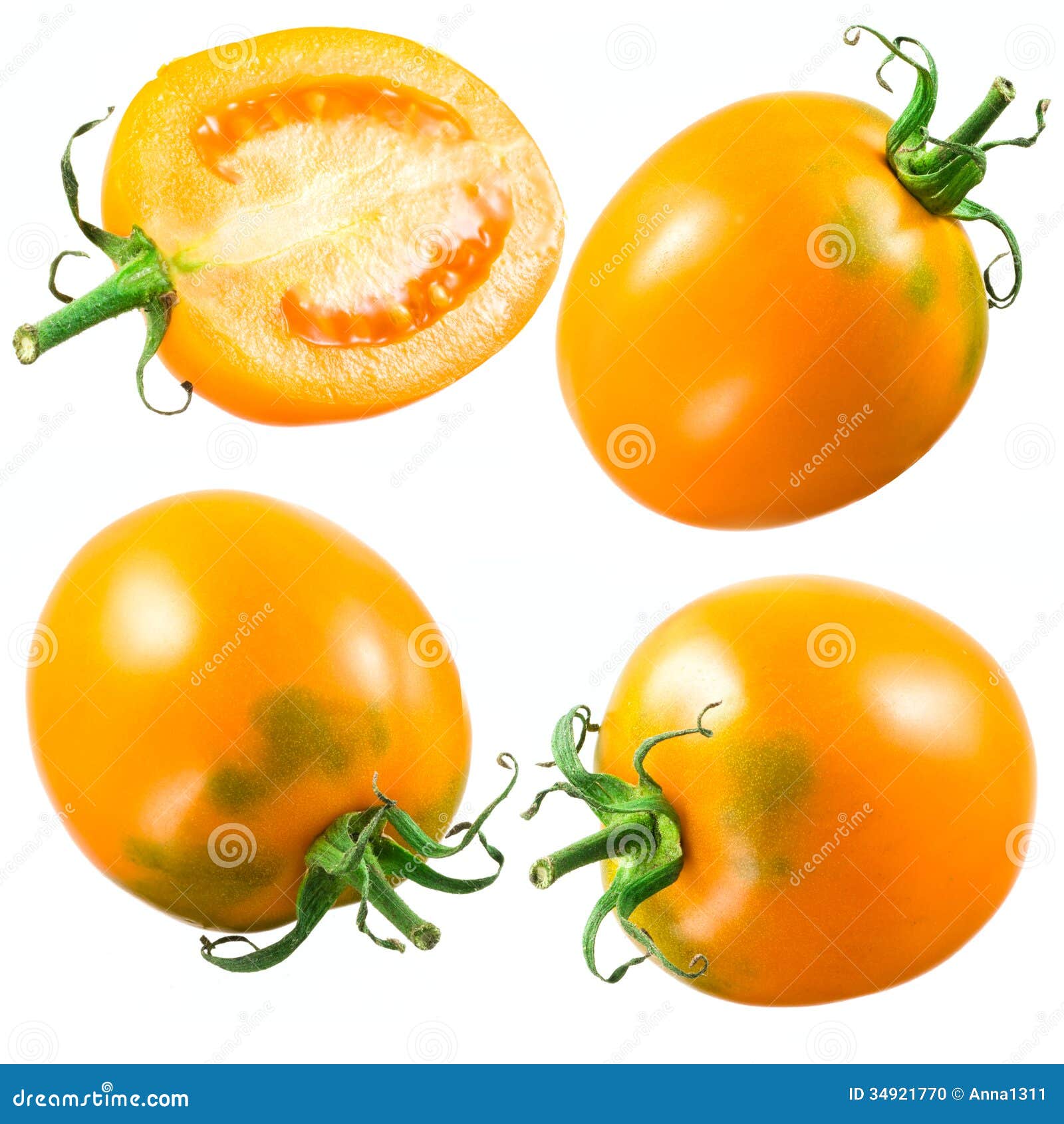 Yellow Tomato. Set Isolated on White Background Stock Photo Image of
