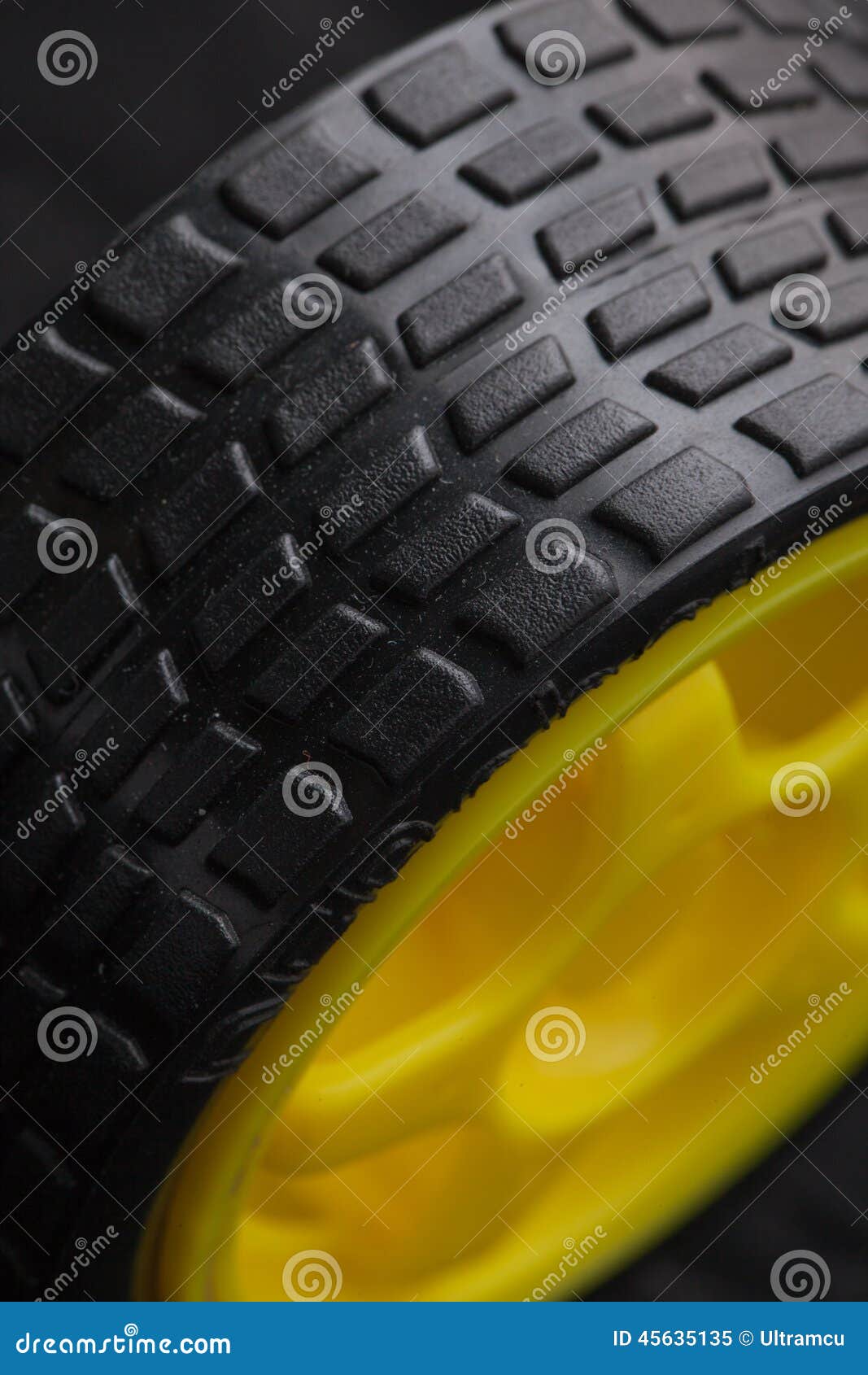 Yellow toy car wheel stock image. Image of truck, macro 45635135