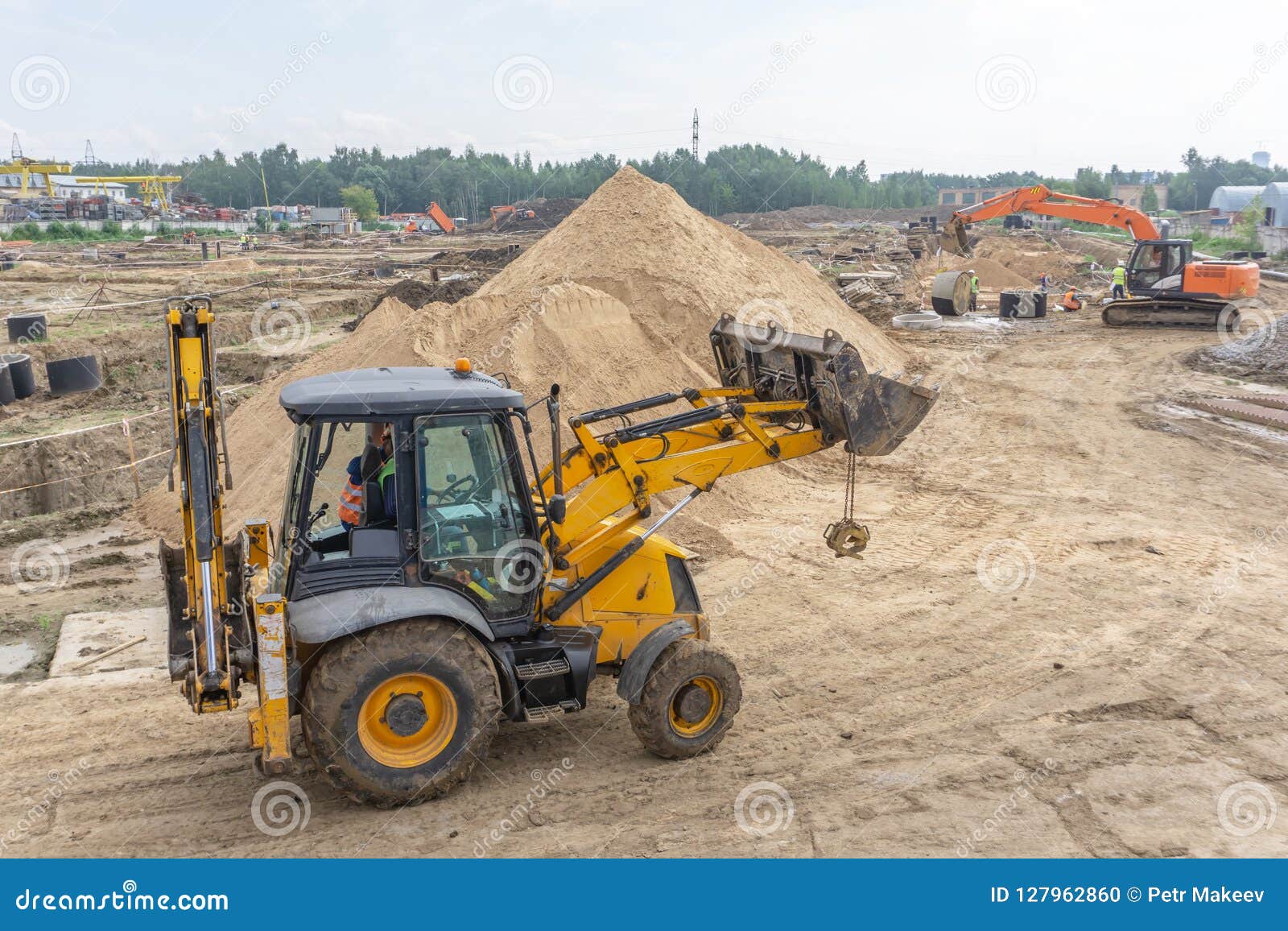 Tractor at the Construction Site Editorial Image Image of drainage