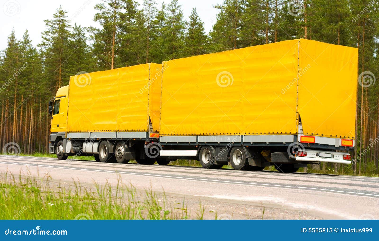 Yellow trailer truck stock image. Image of heavy, drive 5565815