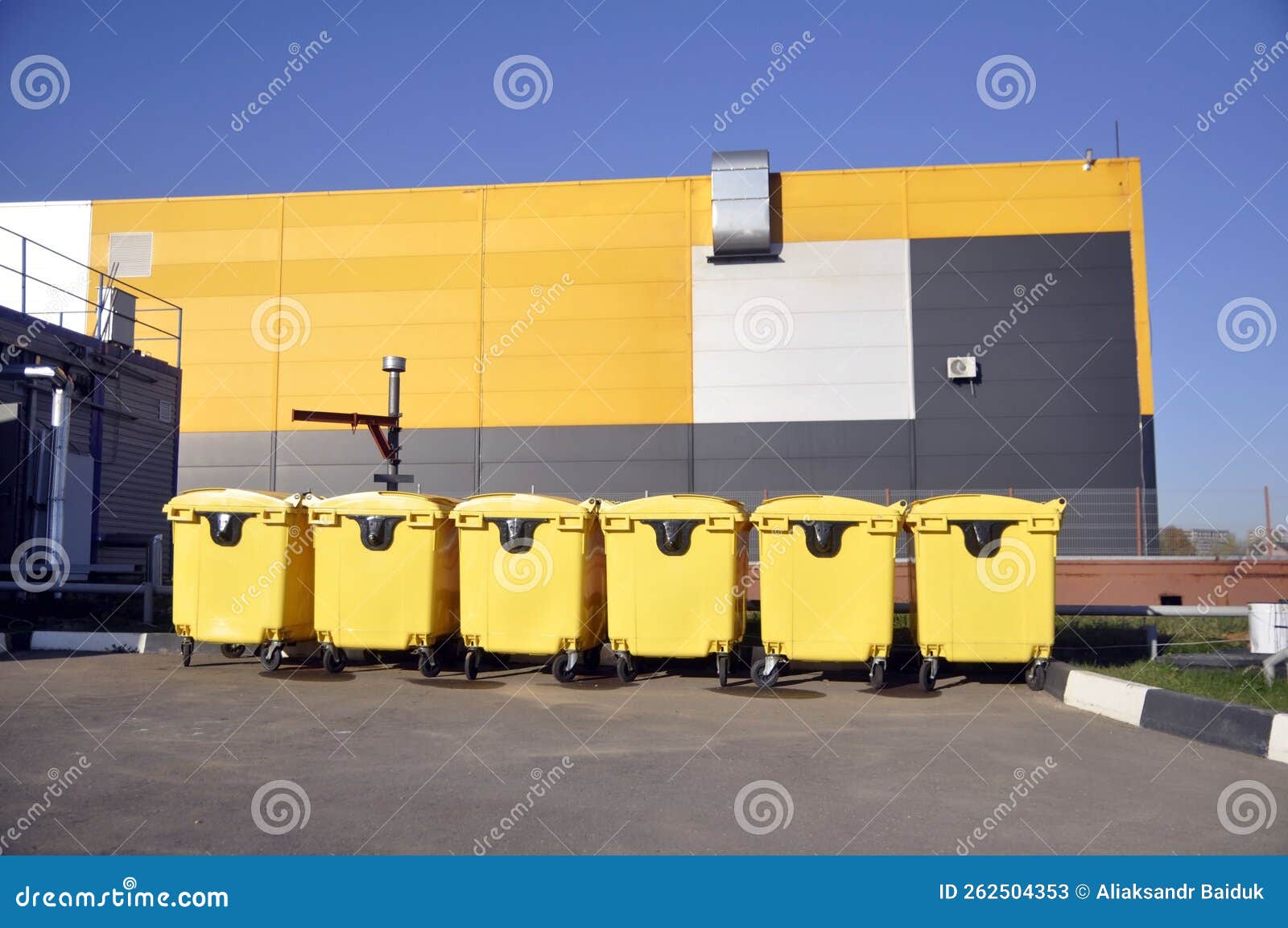Yellow Trash Cans on Wheels for Waste Collection Stock Image Image of