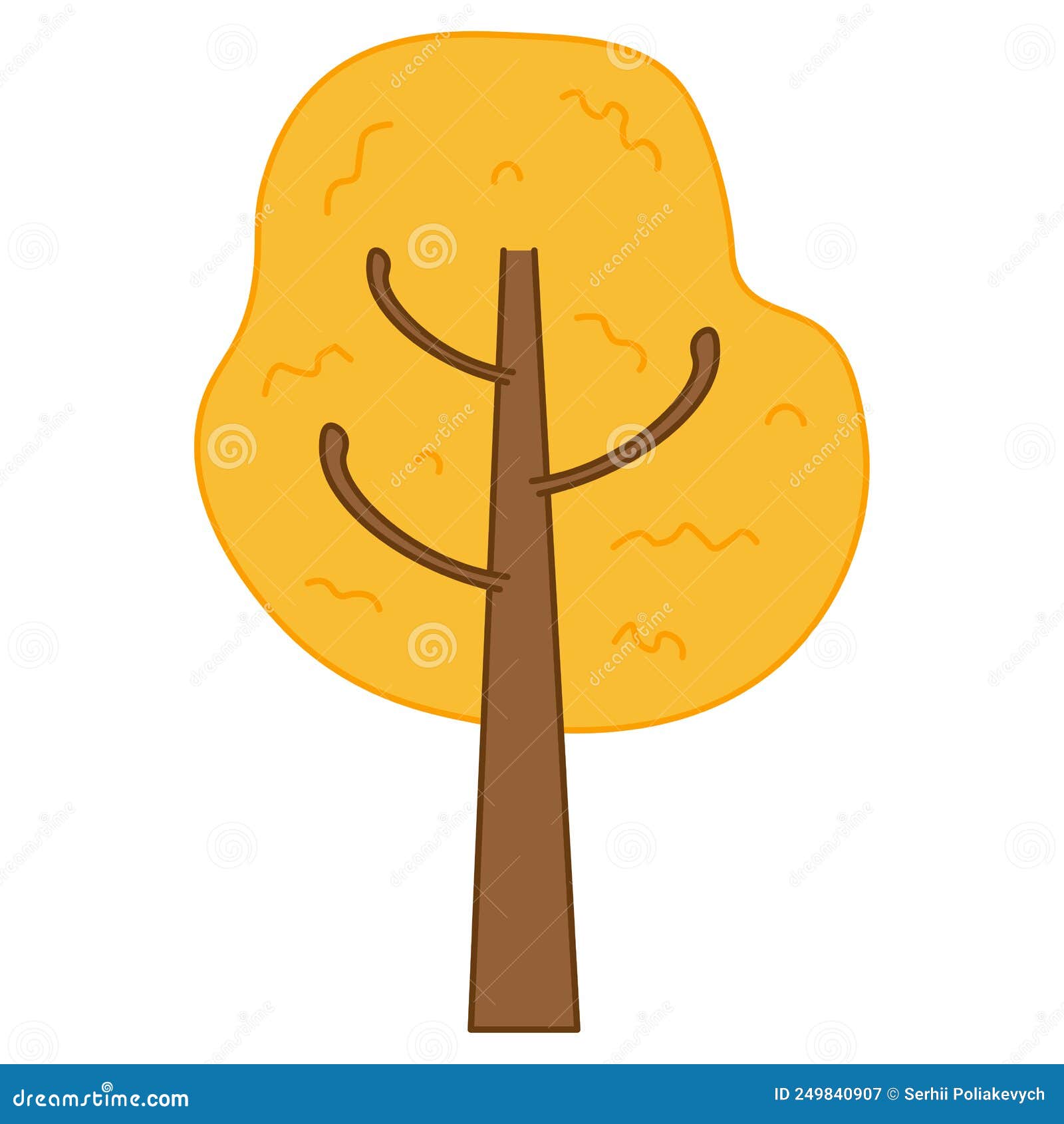 Yellow Tree for Banner Design. Vector Illustration. Stock Image Stock