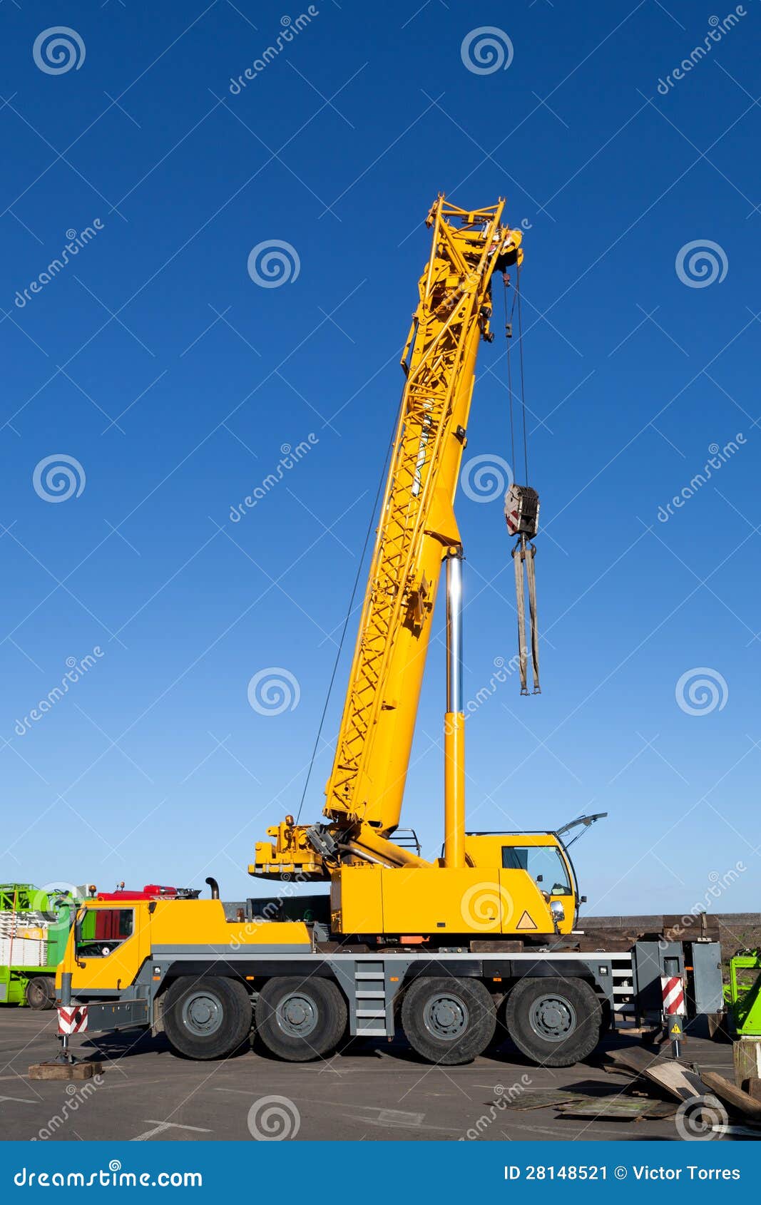 Yellow Truck Crane stock image. Image of business, logistics 28148521