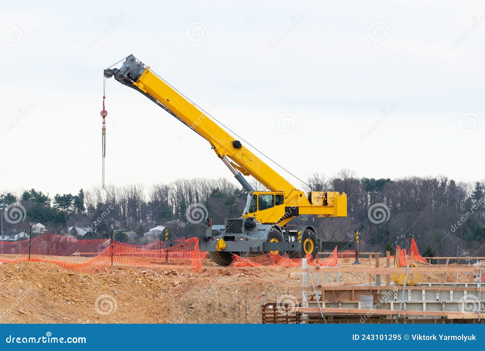 Yellow Truck Crane Construction Site Heavy Stock Image Image of mobile, heavy 243101295