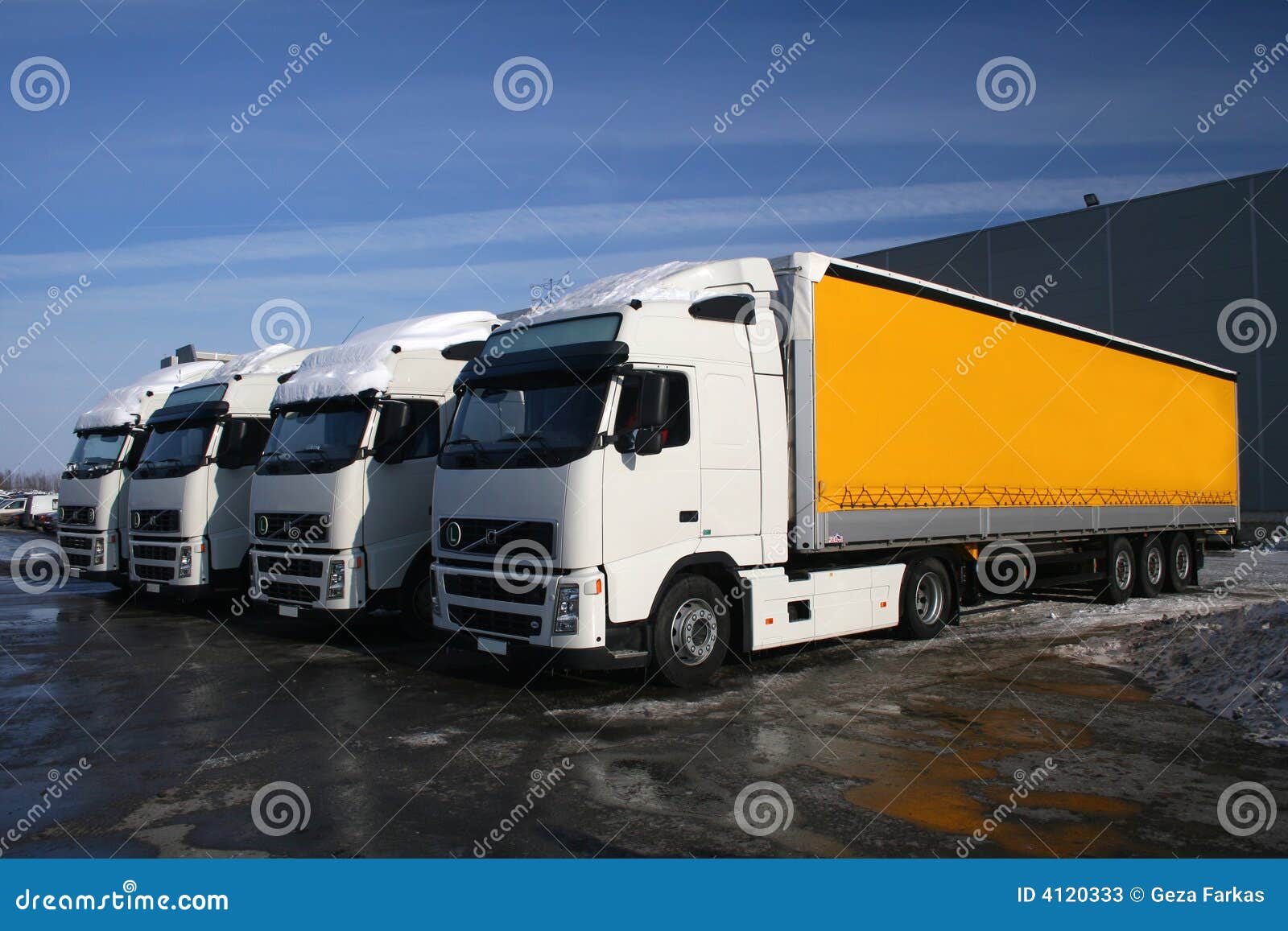 Yellow trucks stock image. Image of motor, auto, automobile 4120333