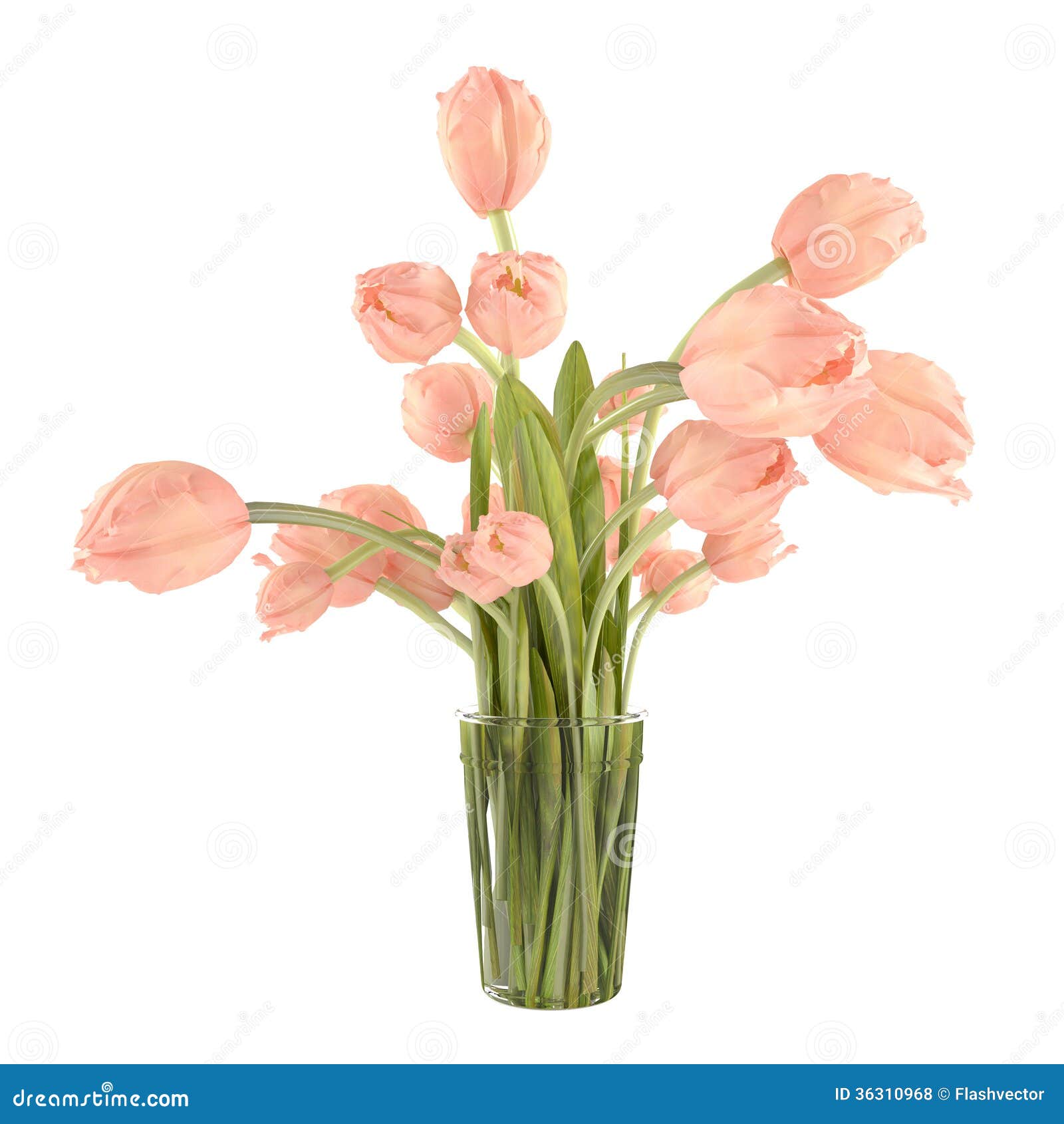Yellow Tulips in a Glass Vase Stock Illustration Illustration of