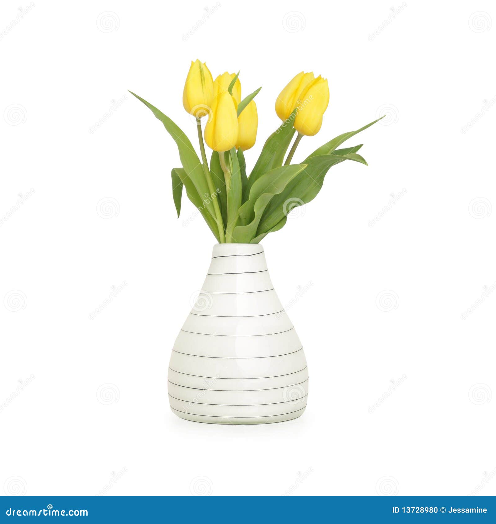 Yellow tulips in vase stock photo. Image of background 13728980