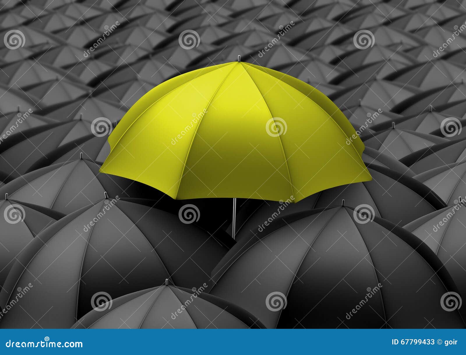 Yellow Umbrella Above Black Umbrellas Stock Illustration Illustration