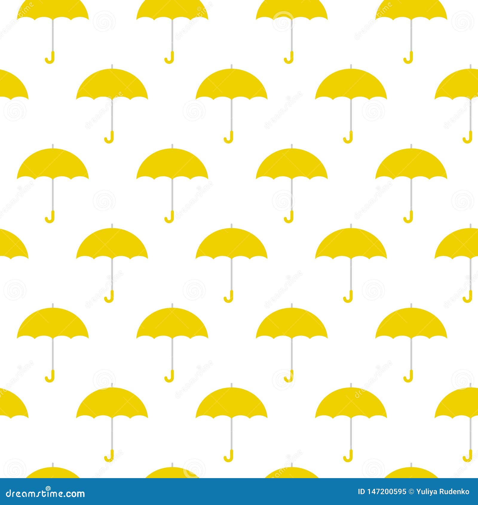 Yellow Umbrellas Seamless Background Pattern Vector Illustration Stock