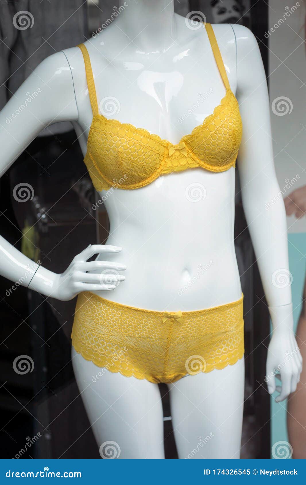 Yellow Underwear on Mannequin in Fashion Store Showroom for Women