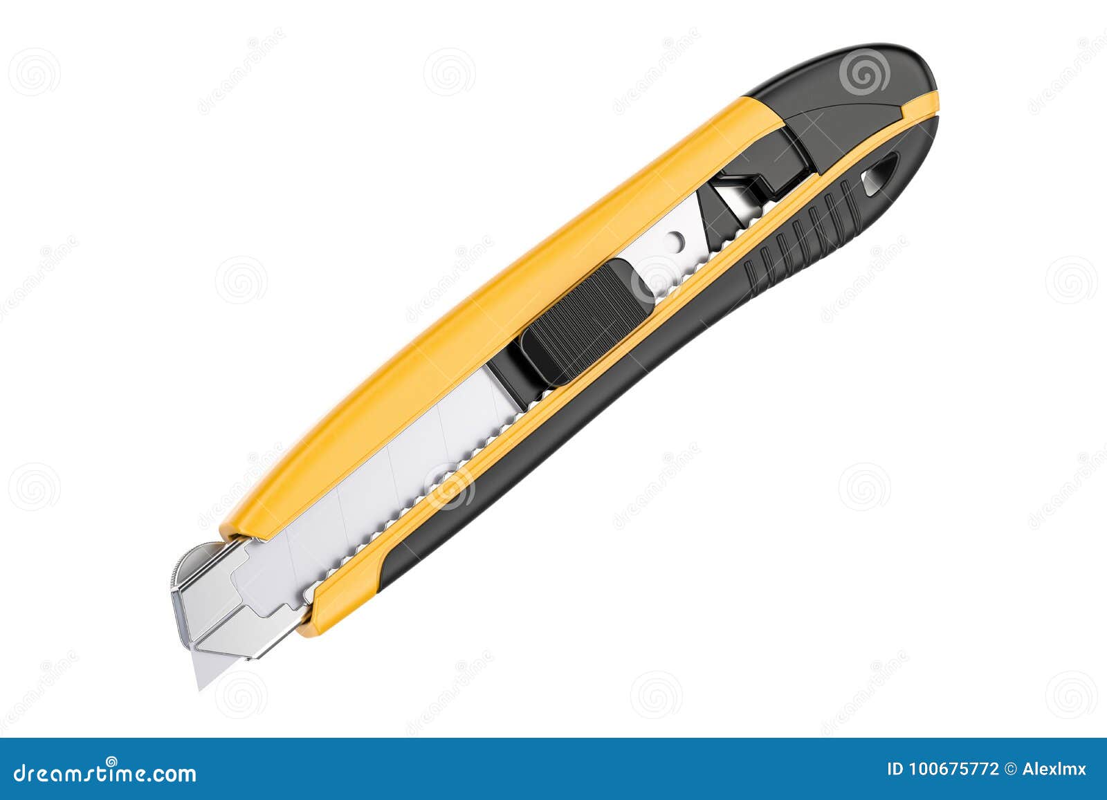 Yellow Utility Knife, 3D Rendering Stock Illustration Illustration of