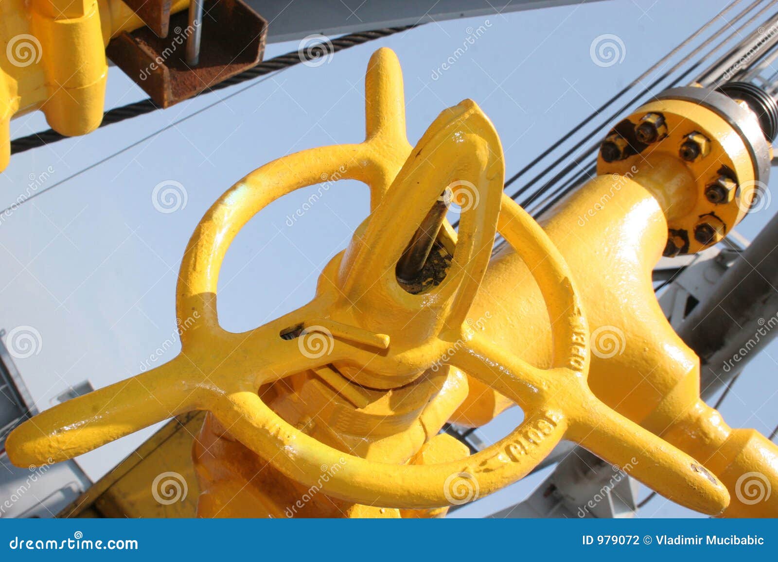 Yellow valve stock photo. Image of fabricator, pipe, faucet 979072