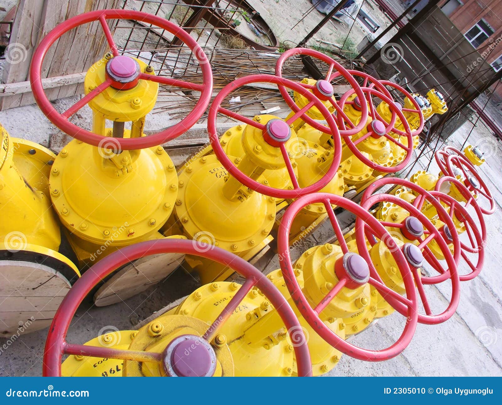 Yellow valves 2 stock photo. Image of pipes, crank, pipeline 2305010