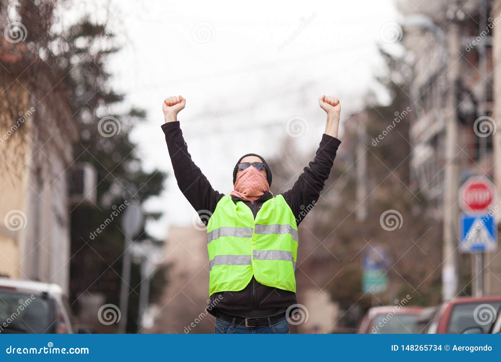 Yellow Vest Political Activist Protesting on Street Stock Photo - Image ...