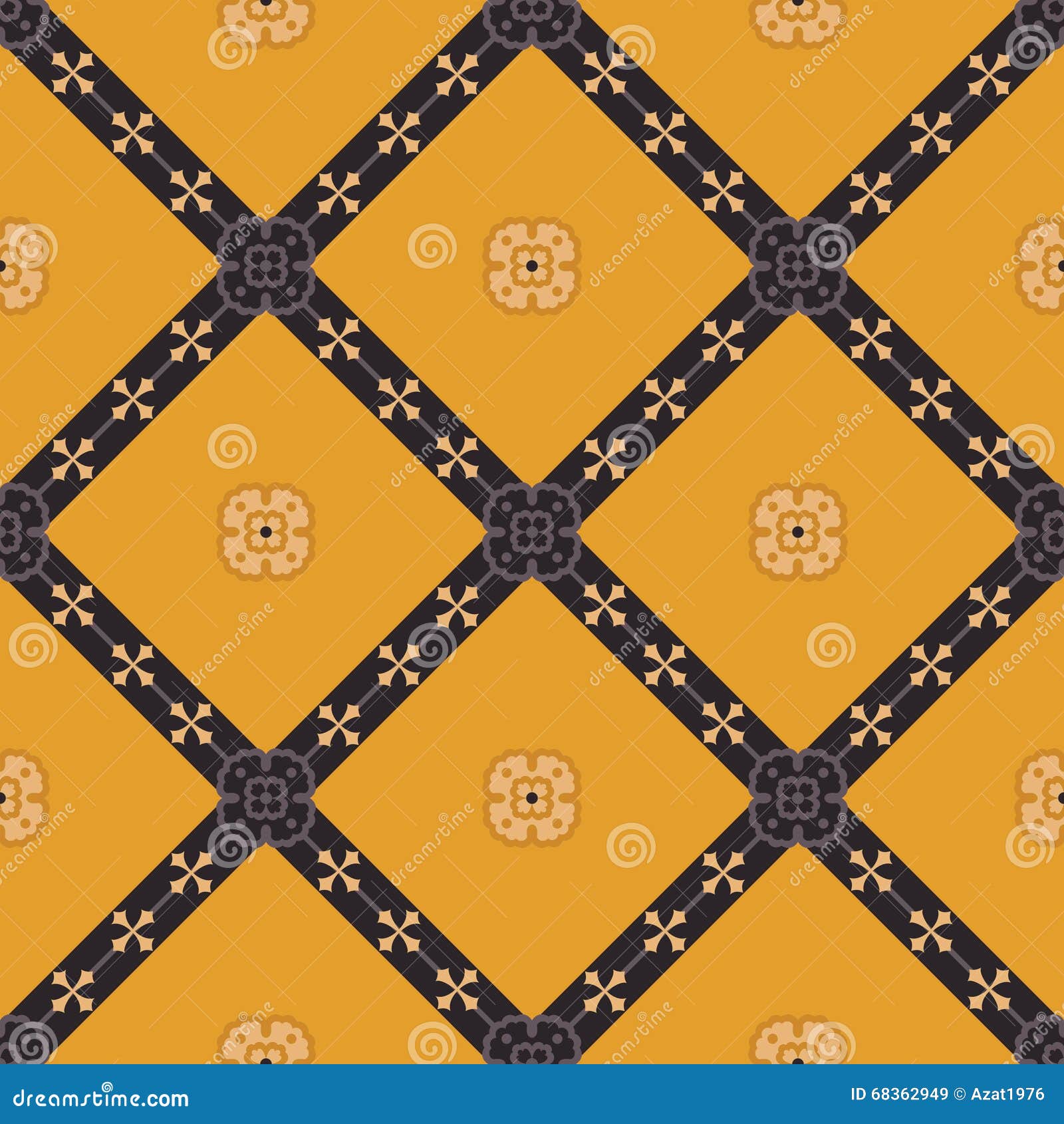 Yellow Victorian Seamless Pattern Stock Vector Illustration of leaf