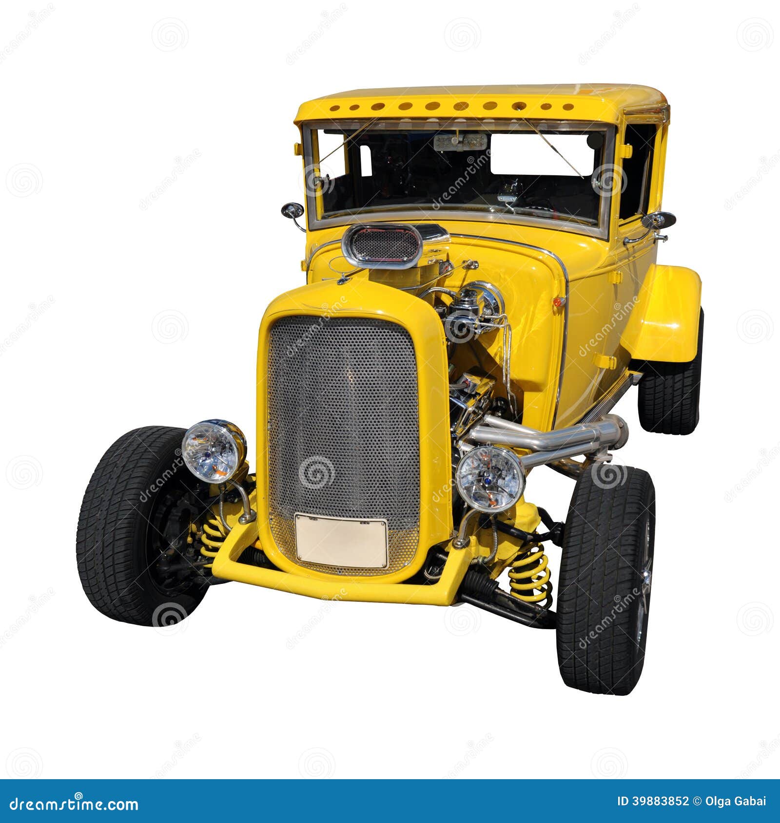 Yellow vintage car stock photo. Image of schock, white 39883852