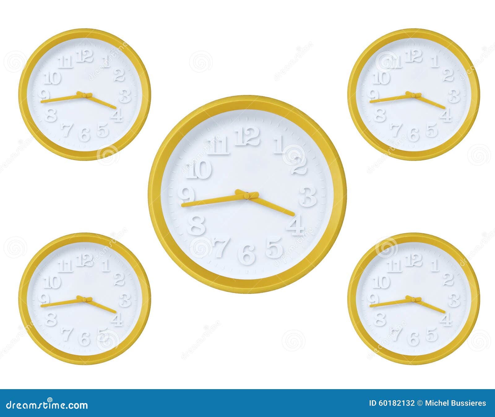 Yellow wall clock stock photo. Image of white, hour, schedule 60182132