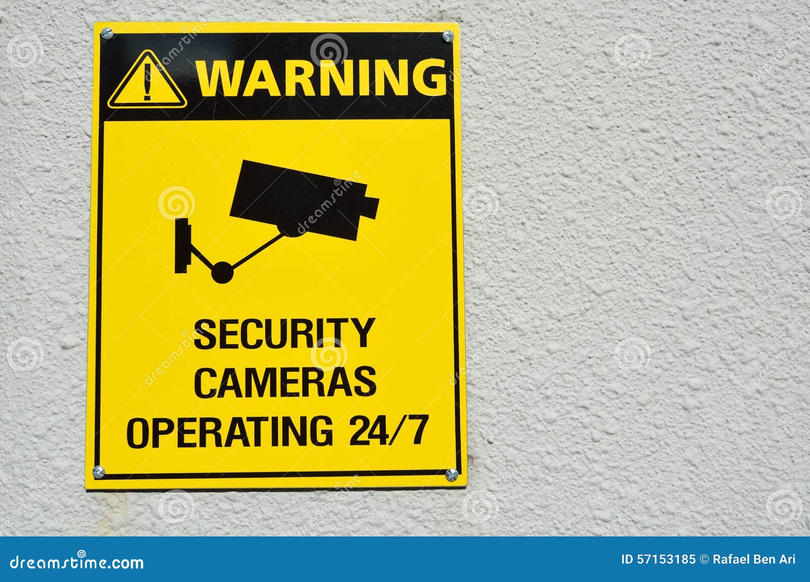 Yellow Warning Cctv Security Cameras Sign Stock Illustration